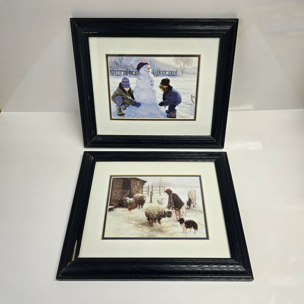 Robert Duncan Winter Art Prints Set of 2 Framed An April Storm Winter Monument